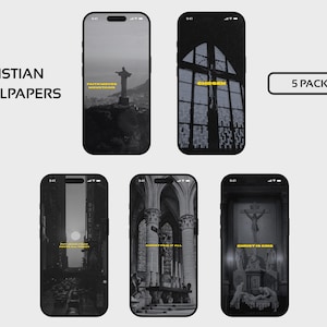 Bible Verse Wallpaper Set | Christian Phone Backgrounds | Faith Lock Screen Bundle | Inspirational Scripture Wallpapers | 5 Digital Prints