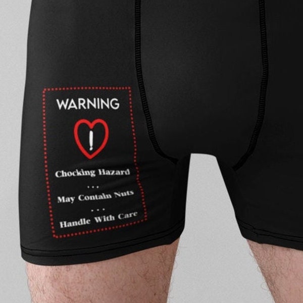 WARNING Choking Hazard Boxers - Funny Men's Underwear Boxer Shorts - Valentine's Day. Ideal for Boyfriends, Husbands Gift for Him