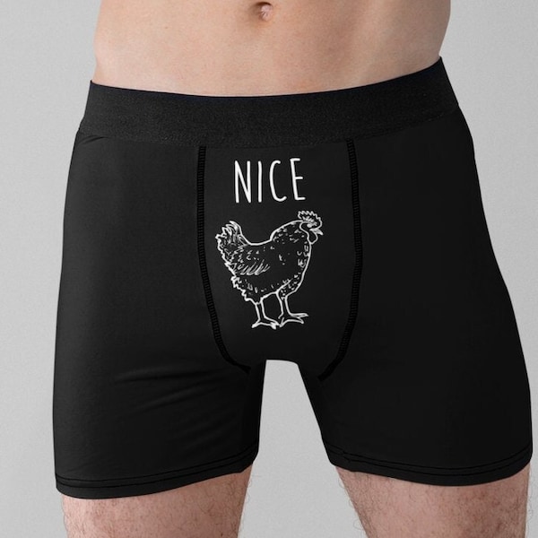 Nice Cock Boxers - Rooster Funny Men's Underwear Boxer Shorts - Valentine's Day. Ideal for Boyfriends, Husbands Gift for Him BDE