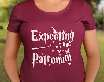 Expecting Patronum T-Shirt - Pregnancy Announcement Reveal Shirt for Mummy To Be Mum Shirt - Wizarding Humour