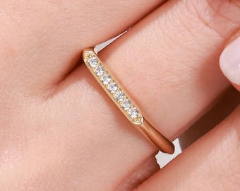 Minimalist Solid Gold Ring with Stones: Handmade Women's Gift