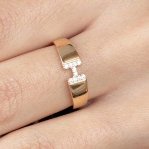 Anel de ouro maciço com inicial H para mulheres – Anel de ouro verdadeiro 8k, 9k, 10k, 14k e 18k – Joia de presente personalizada, anel de ouro personalizado