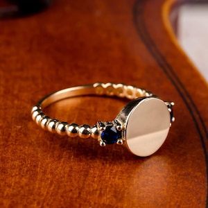 Solid Gold Initial Ring: Personalized 10k/14k/18k Adjustable Ring