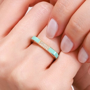 Gouden emailring met stenen: 10K 14K 18K gouden band