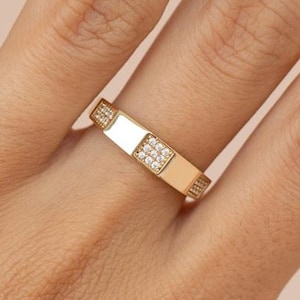 Zirkon Goldring: Geometrischer Handgemachter Schmuck