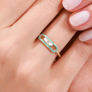 Real Gold Enamel Evil Eye Ring: Handmade Protection Jewelry