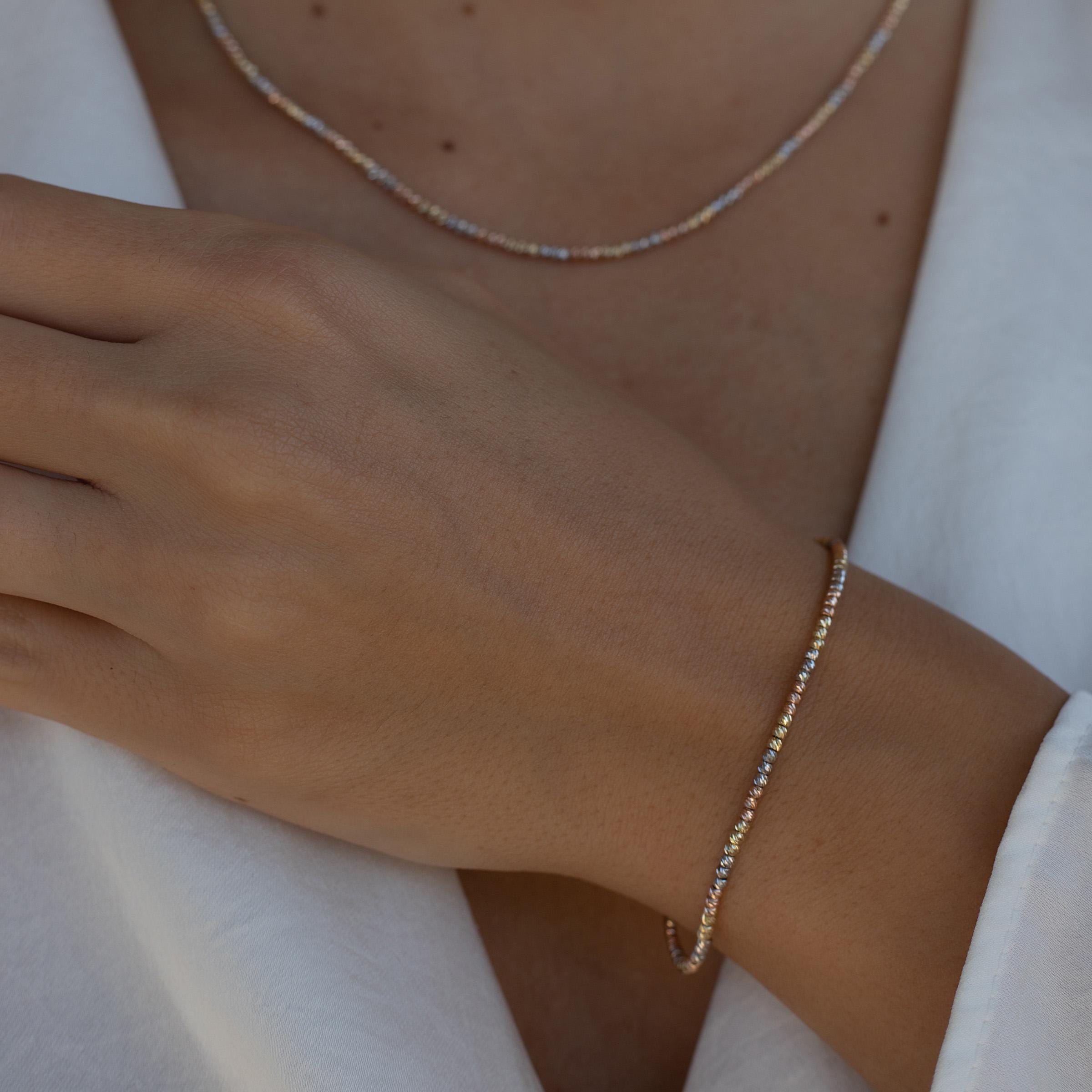 14K Tri-color Gold Chain Necklace: Elegant Solid Gold Jewelry - Etsy