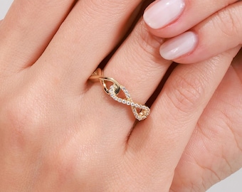 Gold Infinity Ring with Stones - Romantic Gift