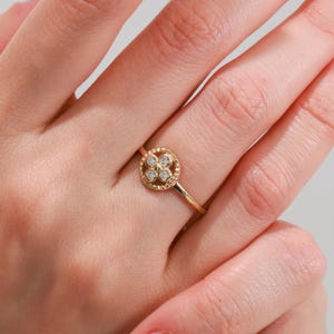 Solid Gold Flower Ring for Women, Real Gold Zircon Ring – Mother’s Day Gift, Dainty Handmade Jewelry,  Elegant Gift for Her