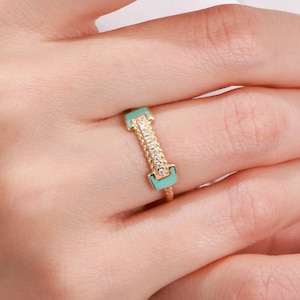 14K gouden geëmailleerde staafring: elegante damessieraden