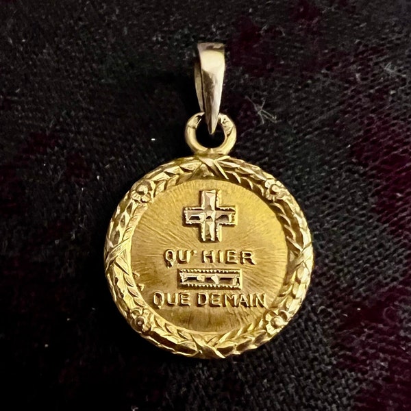 Augis/  ' + qu'hier - que demain ' / Love pendant/ Medal of love/ Médaille d’Amour/  Signed A.AUGIS/ 18k Gold/ Gift for Her/ Gift for Him