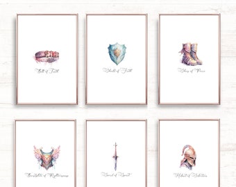 Armor of God Printable, Full Armor of God Wall Art, Watercolor Amor of God, Digital Download, Armor of God for Women