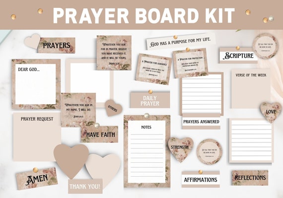 Printable Prayer Board Kit, Vintage Floral Prayer Board, Prayer Cards,  Bible Verses, Scripture on Prayer Enhance Your Prayer Life 