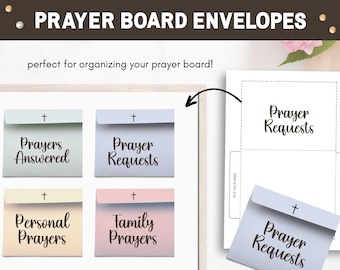 Prayer Board Envelopes, Printable Prayer Board Kit, Prayer Wall Headings & Words, Prayer Board Printables, Prayer Journaling