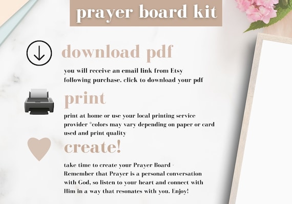 Printable Prayer Board Kit, Vintage Floral Prayer Board, Prayer