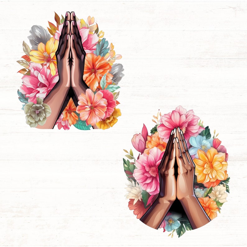 Prayer Clipart, Praying Hands PNGs, Christian PNG, Black Woman Praying PNG, Church PNG, Commercial Use, Blessings Clipart image 3