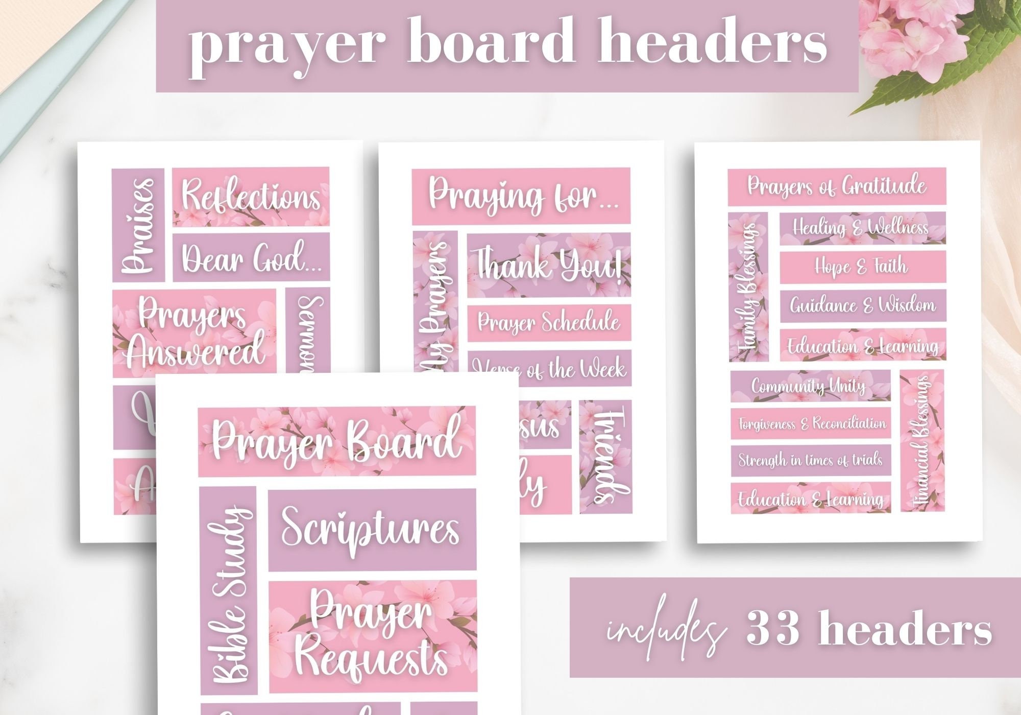 Pink Prayer Board Kit, Printable Prayer Cards, Christian Wall Collage,  Prayer Planner, Scripture on Prayer Enhance Your Prayer Life 