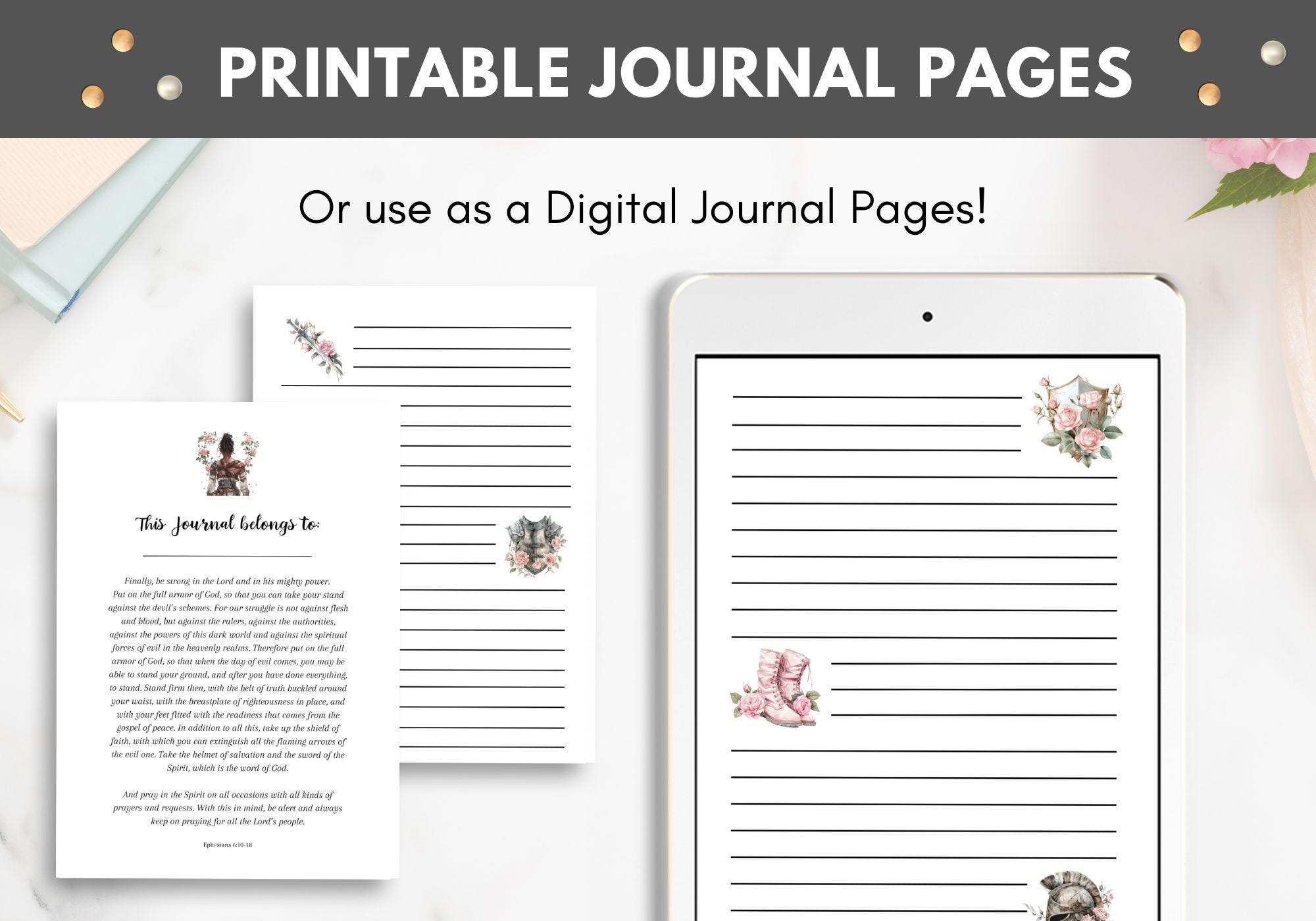 Armor of God Journal Pages, Bible Study Printable, Morning Pages ...
