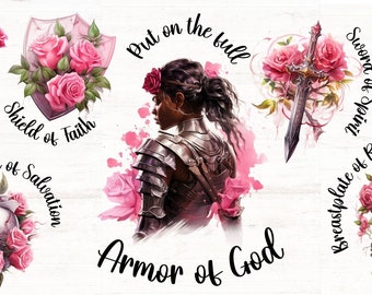 Full Armor of God PNG, Christian Mug Wraparound, Ephesians 6, Christian Clipart PNG, Watercolor Armor of God