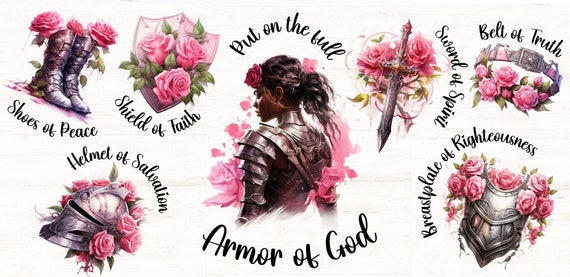Full Armor of God PNG, Christian Mug Wraparound, Ephesians 6, Christian Clipart PNG, Watercolor Armor of God
