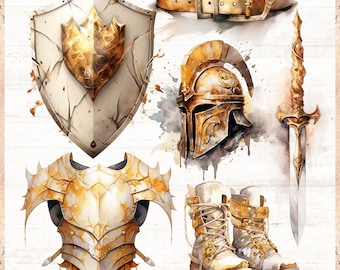Armor of God Clip Art, Full Armor of God PNGs, Ephesians 6, Christian PNG, Digital Download, Commercial Use, Prayer Clipart
