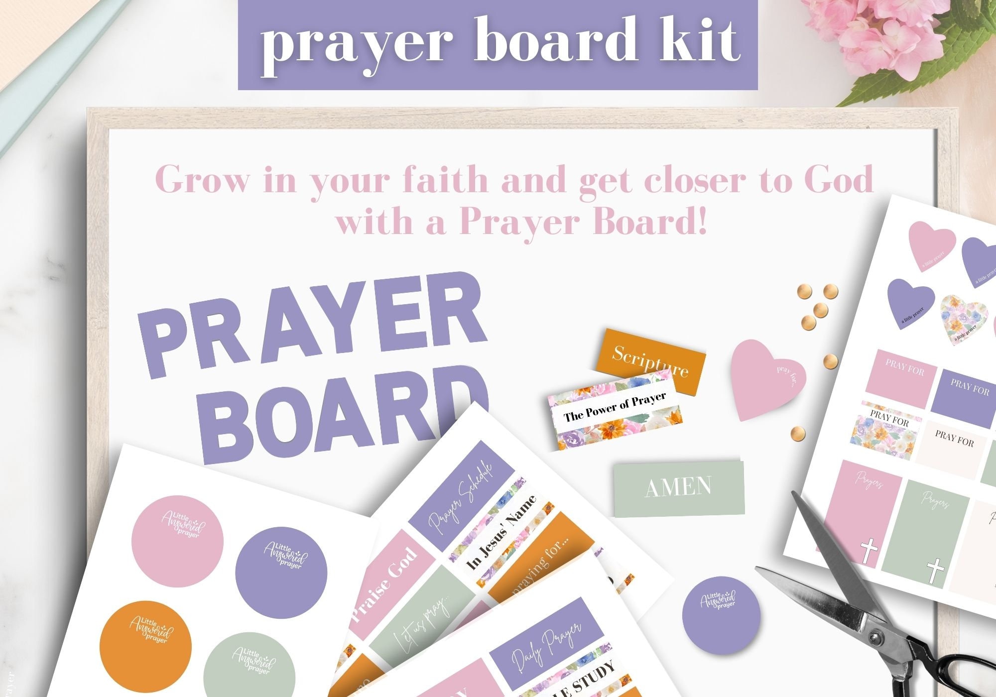 Prayer Board Kit, Printable Daily Prayer Board, Christian Prayer