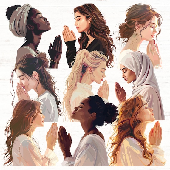 Women In Prayer PNGs, Prayer Clipart, Christian PNG, Black Women Praying PNG, Commercial Use, Worship PNG, Pray Without Ceasing