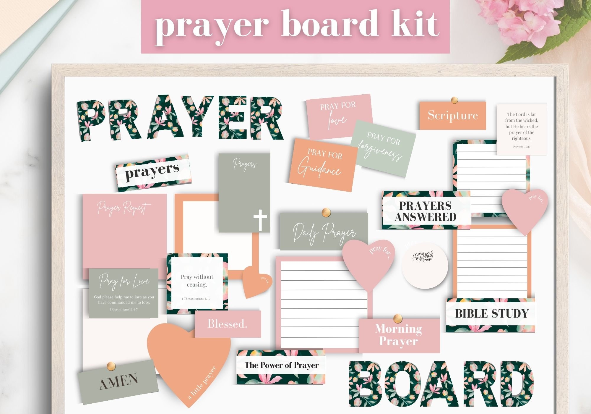 Prayer Board Kit, Prayer Board Printable, Daily Prayer Board 