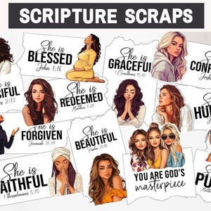 Scripture Scraps Printable, Faith Junk Journal Scraps, Prayer Board Kit 2025, Girls Prayer Board Stickers, Prayer Board Party, Faith Labels
