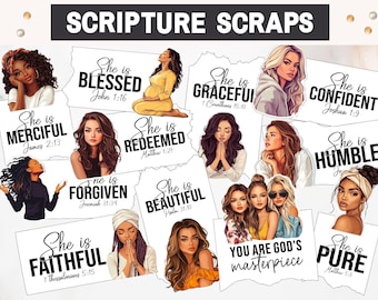 Scripture Scraps Printable, Faith Junk Journal Scraps, Prayer Board Kit 2025, Girls Prayer Board Stickers, Prayer Board Party, Faith Labels