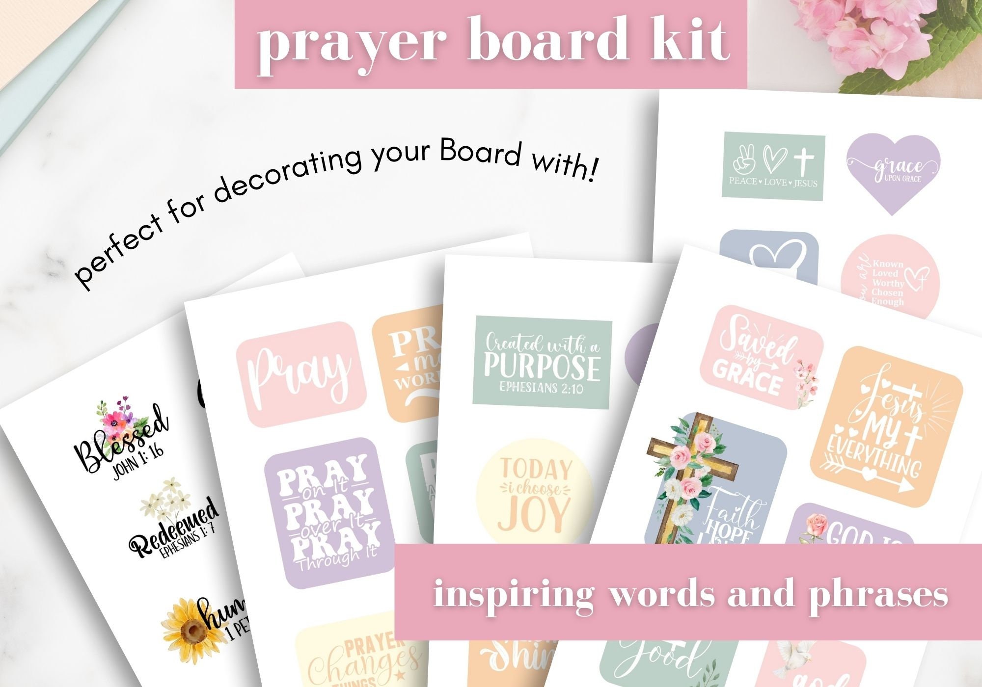 Printable Prayer Board Kit, Prayer Board Ideas, Daily Prayer Board, Beige  Aesthetic Christian Photo Collage, War Room Art 