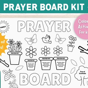Gebetstafel für Kinder, christliche Kindergebetsaktivität, Sonntagsschul-Bulletin Board, Kindergebetsfärbung druckbare Aktivität