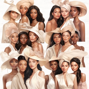 Church Ladies Clipart, Black Women PNG, Fashion Girls PNG, Church Lady Clipart, Praying Sisters PNGs, Commercial Use Clipart