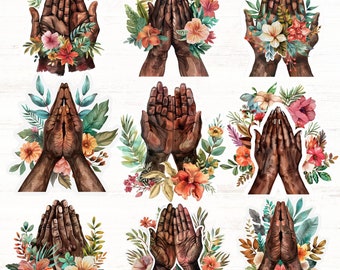 Praying Hands PNGs, Christian PNG, Black Woman Praying PNG, Praying Girl Hands, Prayer Warrior Clipart, Blessings Clipart
