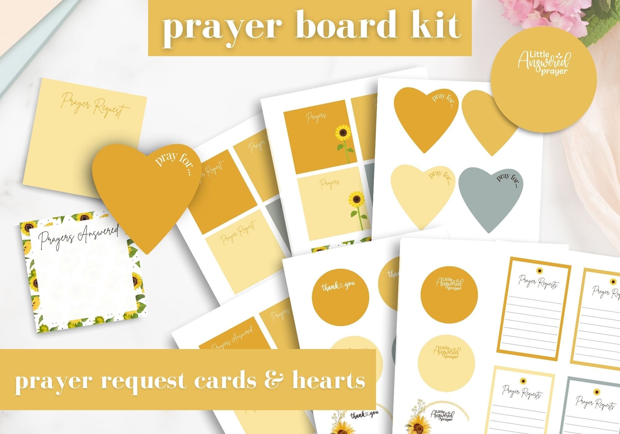 Prayer Board Starter Kit Orange, Blue, Yellow Prayer Board Template 