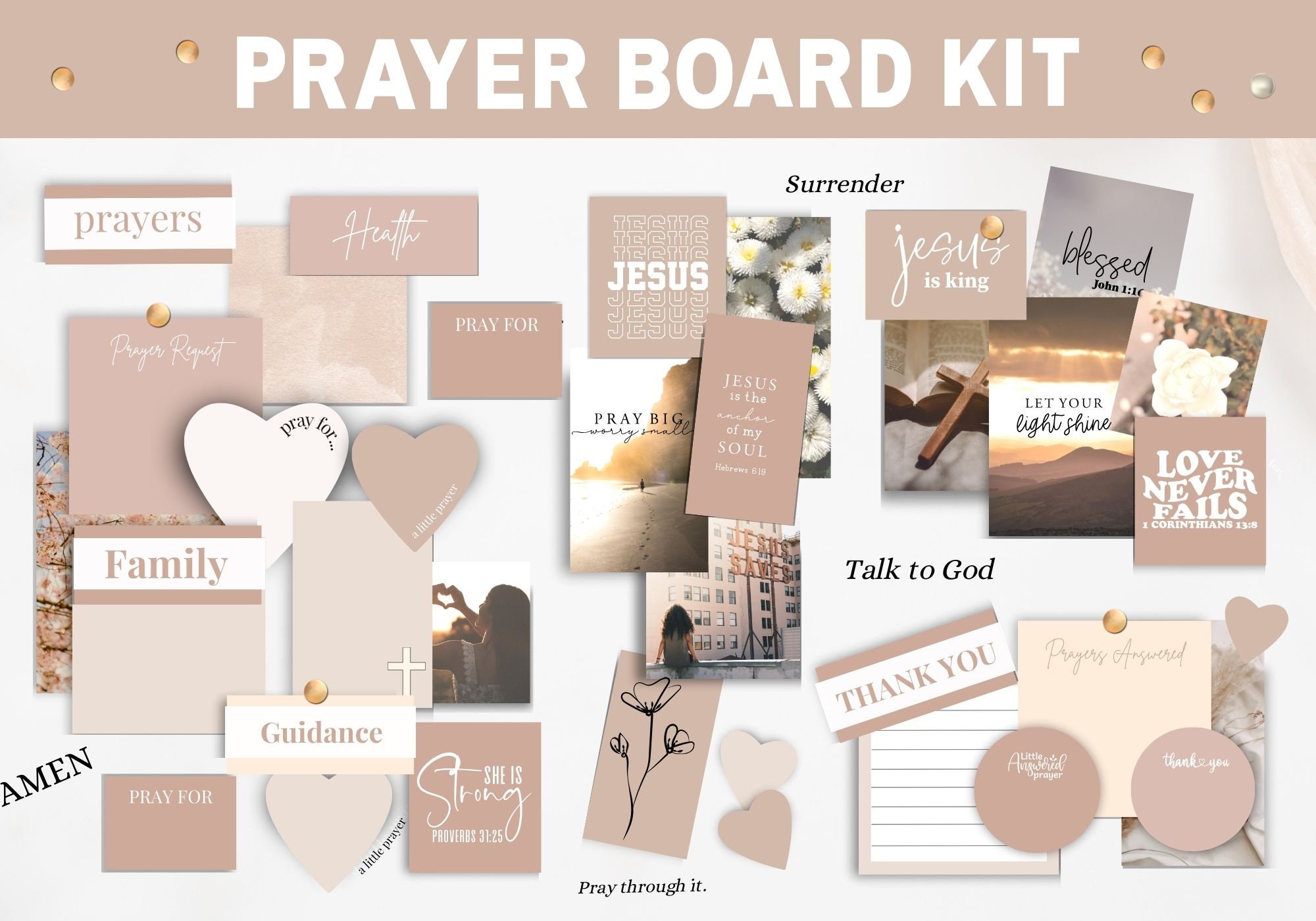 Prayer Board Starter Kit Orange, Blue, Yellow Prayer Board Template 