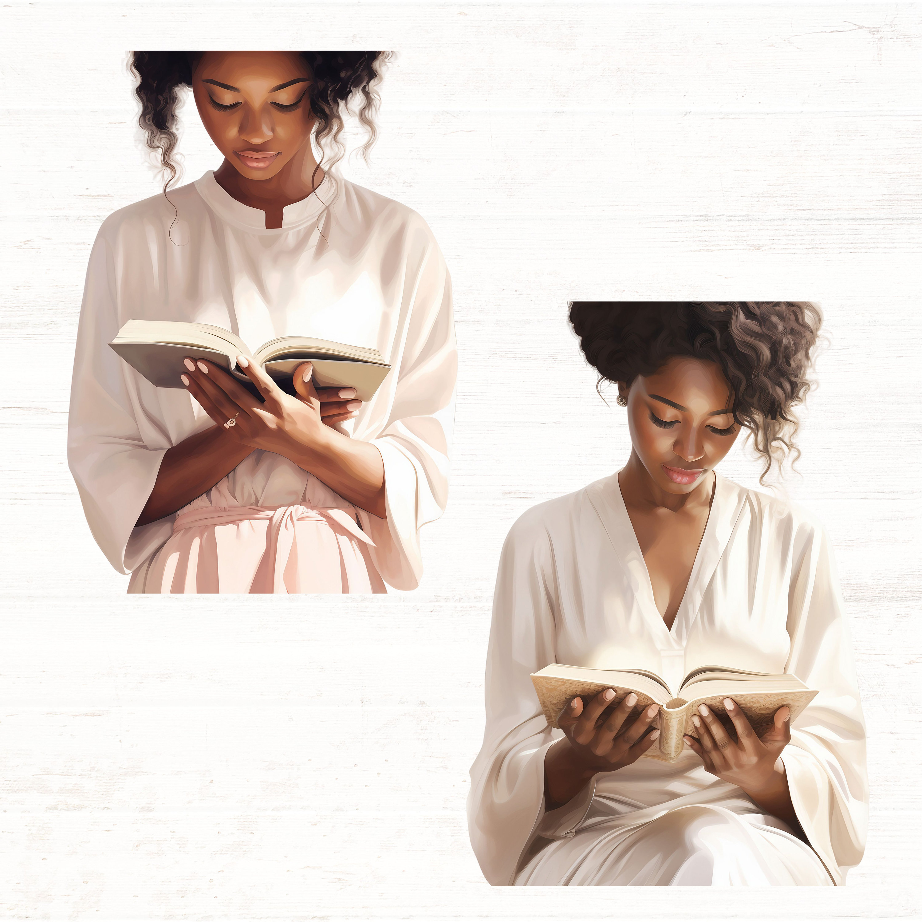 Bible Study Clipart, Women Reading Bible Pngs, Christian PNG, Black ...