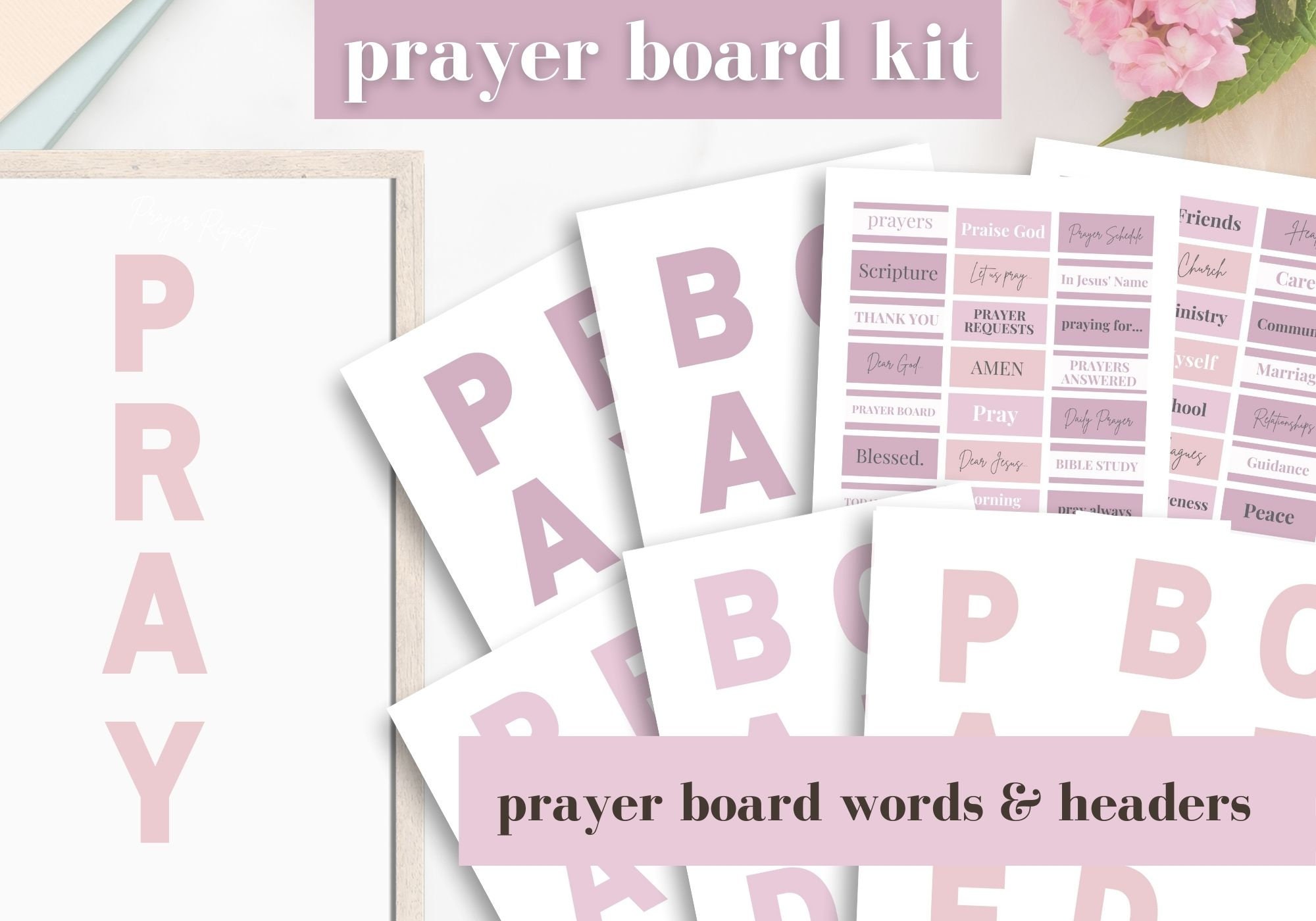 Printable Prayer Board Kit, Prayer Board Ideas, Daily Prayer Board, Beige  Aesthetic Christian Photo Collage, War Room Art 