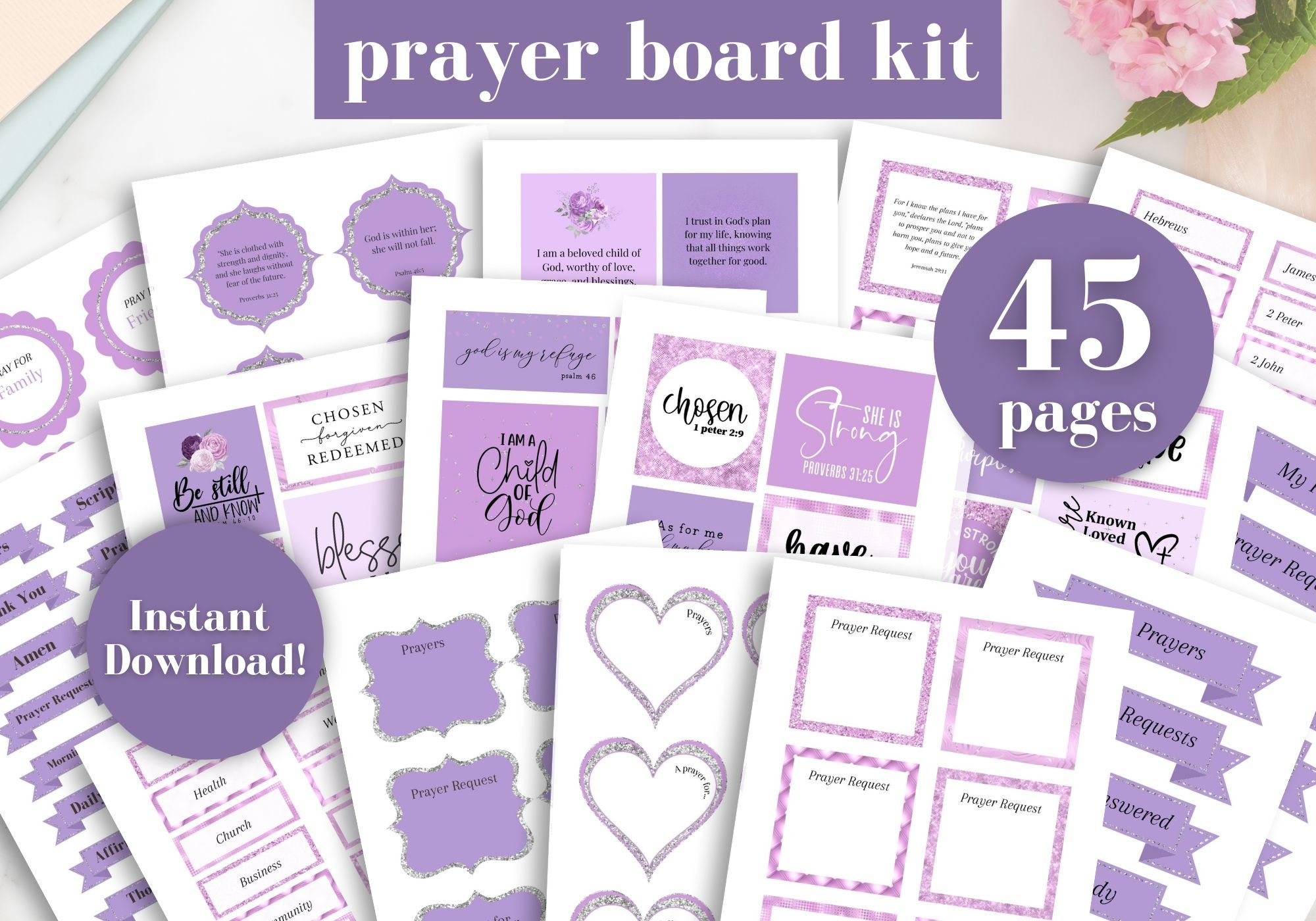 Prayer Board Printable, Prayer Cards, Christian Wall Collage, Bible ...