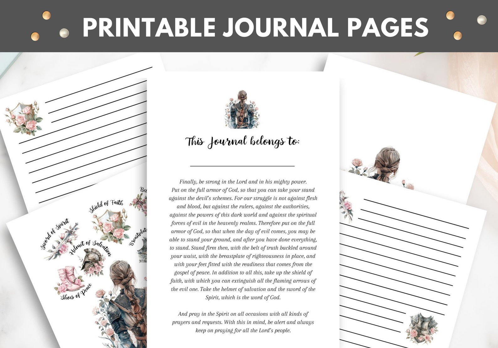 Armor of God Journal Pages, Bible Study Printable, Morning Pages ...