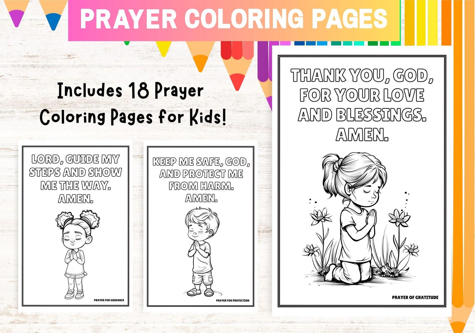 Kids Prayer Coloring Activity, Printable Bible Coloring Pages ...