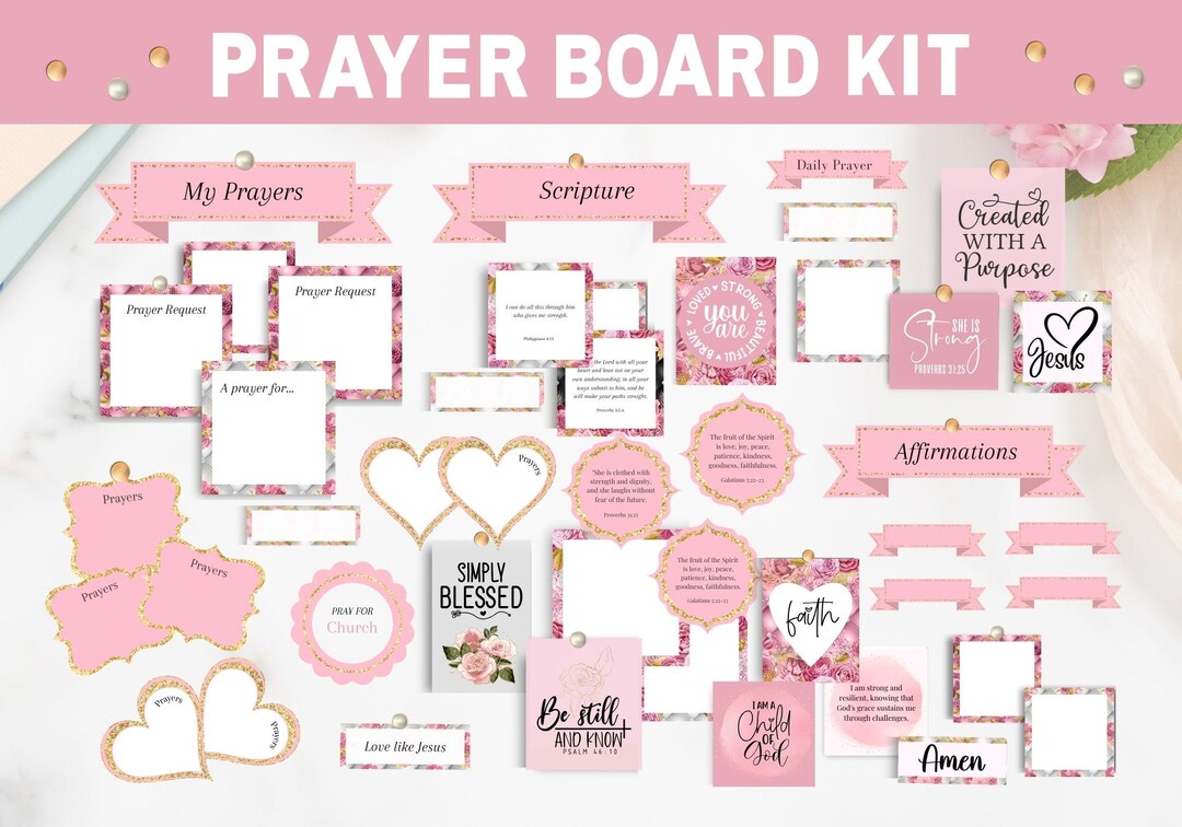 Prayer Board Kit, Printable Prayer Cards, Christian Wall Collage ...