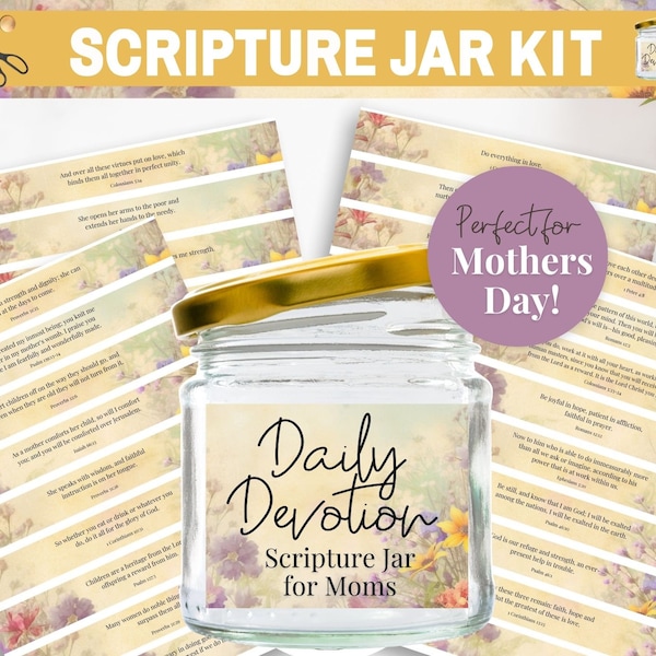 Scripture Jar for Mom, Mothers Day Scripture Jar, Prayer Jar, Mothers Day Printable, Bible Verse Jar for Women, Christian Mom Printable