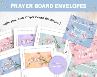 Prayer Board Envelopes, Printable Prayer Board Kit, Prayer Wall Headings & Words, Prayer Board Printables, Prayer Requests