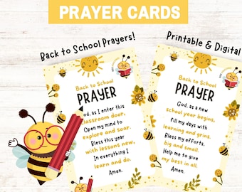 Back To School Prayer Cards, Back to School Prayers, Prayer Tag, Backpack Blessings, Backpack Tag, Lunchbox Notes, Prayer Printable
