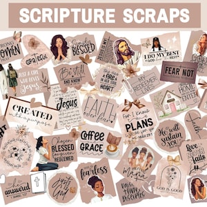 Afdrukbare schriftrestjes, Faith Junk Journal kladjes, gebedsbord kit 2025, meisjes gebedsbord stickers, gebedsbord partij kit