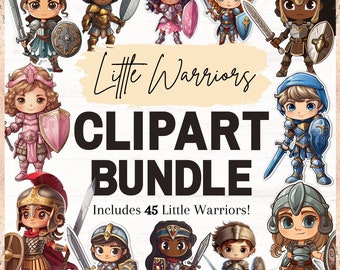Little Warrior clipartbundel, wapenrusting van God clipartbundel, christelijke clipartbundel, Kid Warriors png-bestanden, volledige wapenrusting van God png-bundel