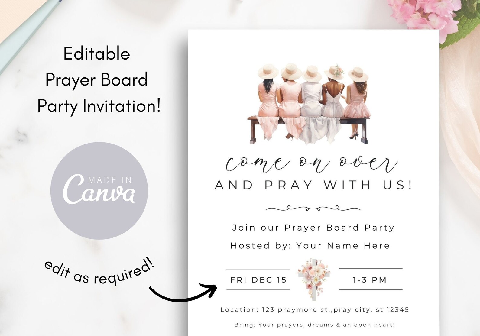 Prayer Invite Editable Prayer Board Party Invitation, Prayer Party Invite, Prayer ...