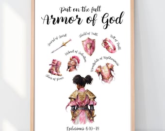 Armor of God Printable, Full Armor of God Wall Art, Armor of God Poster, Armor of God for Women, Christian Girl, New Believer Gift