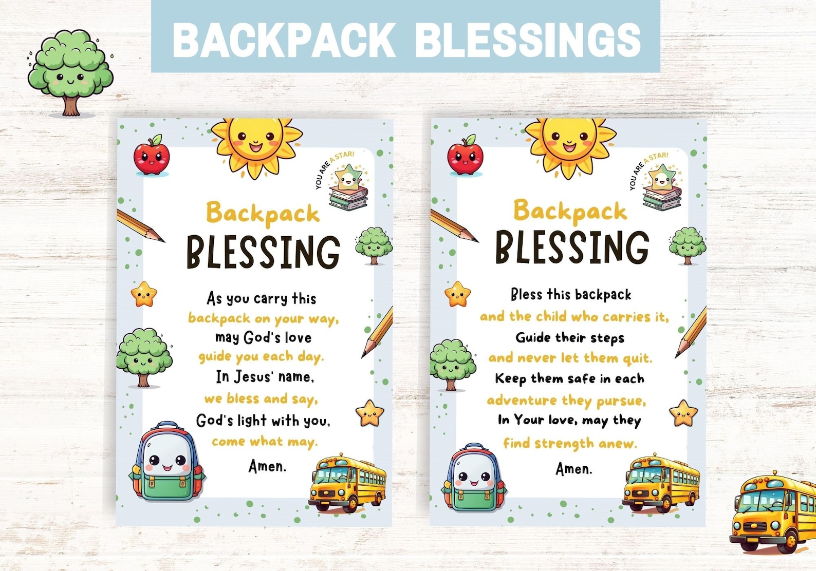 Backpack Blessings, Back to School Backpack Prayer, Prayer Tag, Sunday ...